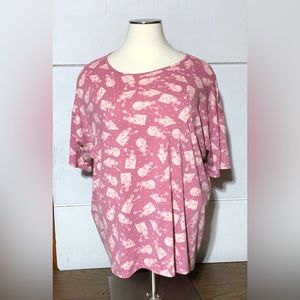 LuLaRoe Disney 3x pink top covered with Kermit the frog! 28L front 33L back